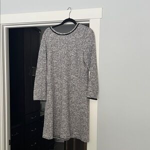 LOFT Monochrome Textured Long Sleeve Dress